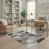 Modern Abstract Grey Wave Area Rug