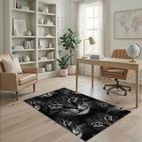 Black White Rainbow Cat Faces Area Rug