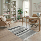 Black and White Modern Black White Horizontal Stripe Rug
