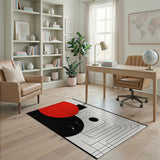 Bold Red Circle Geometric Abstract Area Rug