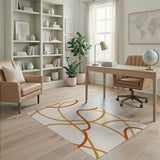 Beige and Neutral Abstract Wavy Lines Beige Area Rug