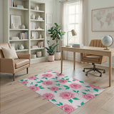 Pink Floral Vintage Blush Pink Rose Floral Area Rug