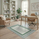 Elegant Green Ornate Border Area Rug