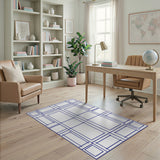 Blue Framed Geometric Panel Area Rug
