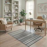 Striped Bold Black White Horizontal Striped Area Rug