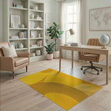 Vibrant Yellow Overlapping Circles Area Rug