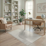 Curved Abstract Beige Neutral Area Rug