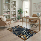 Multi-color and Patterns Tiger Wave Abstract Area Rug