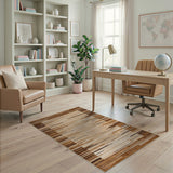 Brown and Tan Brown Tan Geometric Stripe Area Rug