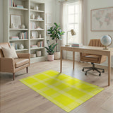 Vibrant Yellow Gingham Checkered Area Rug
