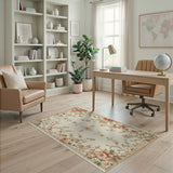 Ivory Rose Floral Vintage Area Rug