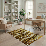 Wavy Brown Tan Abstract Abstract Area Area Rug