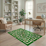 Green Maze Labyrinth Geometric Area Rug