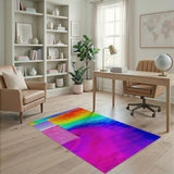 Vibrant Stacked Rainbow Block Area Rug