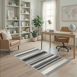 Grey Striped Grey Striped Geometric Area Rug