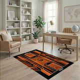 Geometric Modern Orange Orange Basketball Court Geometric Area Rug
