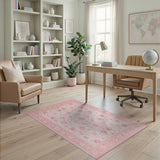 Blush Pink Rose Vine Floral Rug