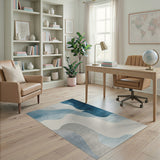 Abstract Area Fluid Blue Waves Abstract Area Rug