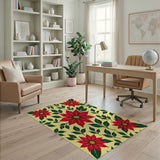 Vibrant Poinsettia Floral Area Rug