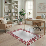 Ornate Red Floral Persian Border Rug