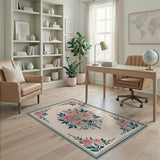 Floral Vintage Pink Blush Pink Roses Floral Vintage Area Rug