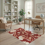 Red Floral Vintage Washable Area Rug