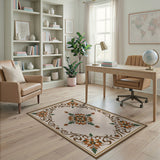 Orange Floral Medallion Persian Area Rug