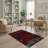 Red Curtain Rainbow Fringe Area Rug