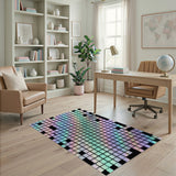 Iridescent Pixel Grid Area Rug