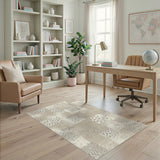 Beige and Neutral Beige Distressed Vintage Area Rug