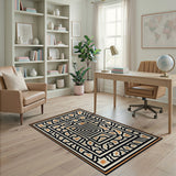 Orange Geometric Tribal Maze Area Rug