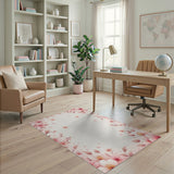 Pink Cherry Blossom Floral Border Rug