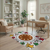 Playful Cartoon Cats Fruits Area Rug
