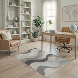 Grey Modern Grey Wave Abstract Area Rug