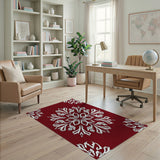 Elegant Red Lace Floral Area Rug