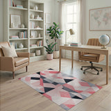 Bold Red Geometric Triangle Area Rug