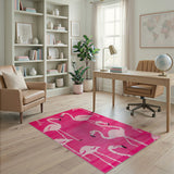 Playful Pink Flamingo Silhouette Area Rug