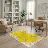 Floral Vintage Yellow Cherry Blossom Floral Area Rug