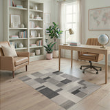Geometric Modern Black White Geometric Block Rug