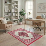 Red Ornate Red Floral Medallion Area Rug