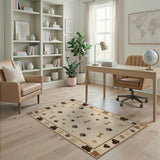 ODIKA Washable Dog Paw and Bone Print Area Rug - Non-Slip Low Pile Pet Friendly Carpet
