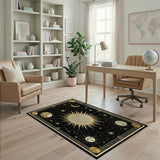 Celestial Gold Sun Moon Boho Area Rug