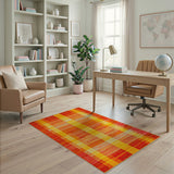 Orange Vibrant Orange Yellow Striped Geometric Rug