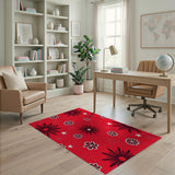 Vibrant Red Floral Star Area Rug