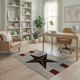 Southwestern Black Star Rug with Gold Accents Red Corners