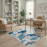 Playful Whale Dolphin Ocean Kids Area Rug