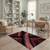 Bold Red Brush Stroke Abstract Area Rug