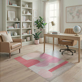 Bold Pink Red Geometric Modern Area Rug
