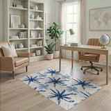 Blue Abstract Starburst Area Rug