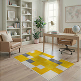 Yellow Vibrant Yellow Geometric Block Area Rug
